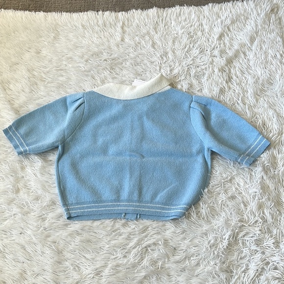 NEW ENGLISH FACTORY CONTRAST CARDIGAN IN POWDER BLUE/WHITE NWT MEDIUM - Picture 11 of 11